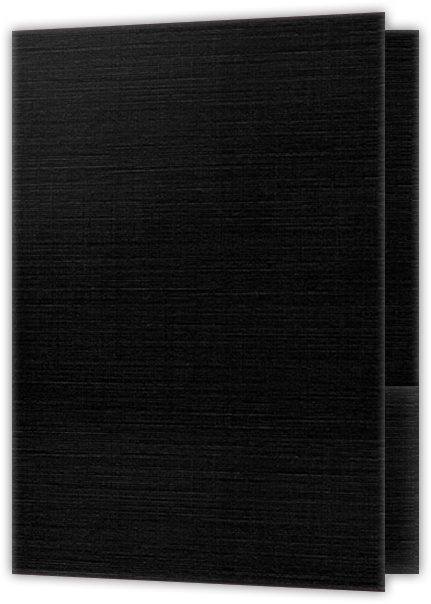 Black Linen 100lb 9 x 12 Two Pocket Folders with 4 Inch Round Corner Pockets and 1/4 Inch Expansion with Double Score Spine