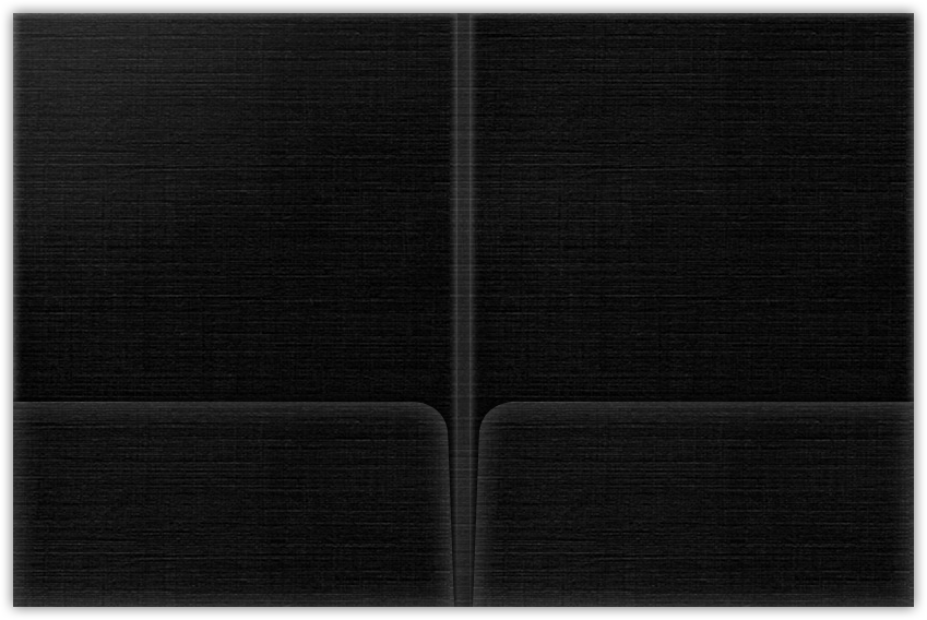 Black Linen 100lb 9 x 12 Two Pocket Folders with 4 Inch Round Corner Pockets and 1/4 Inch Expansion with Double Score Spine