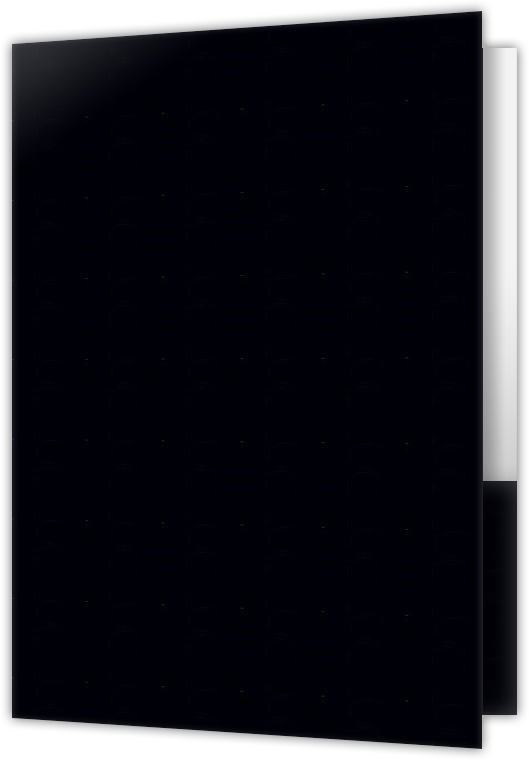 Black Semi-Gloss 6 x 9 Two Pocket Half Size Folder with 3 Inch Pockets - side open
