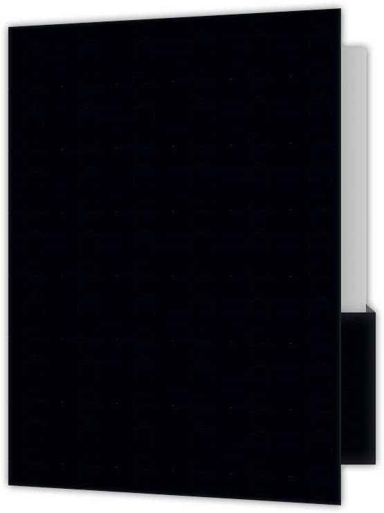 Black Semi-Gloss 14pt C1S 9 x 12 Two Pocket Folders with 4 1/4 Inch Deep Box Pockets and 1/4 Inch Expansion with Double Score Spine