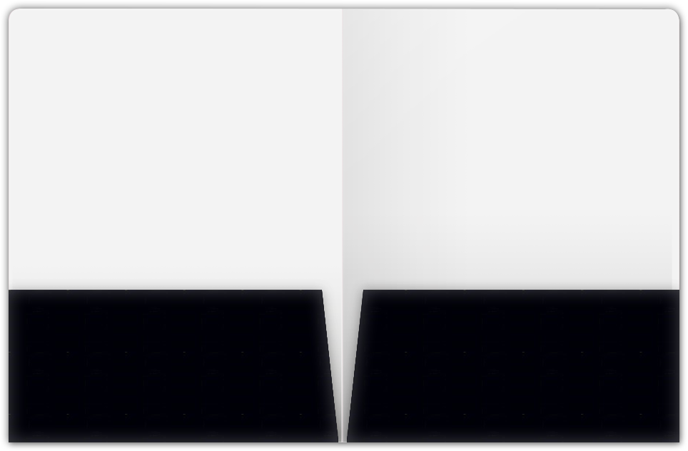 Black Semi-Gloss 14pt C1S 9 x 12 Two Pocket Round Corner Folders with 4 1/4 Inch Pocket