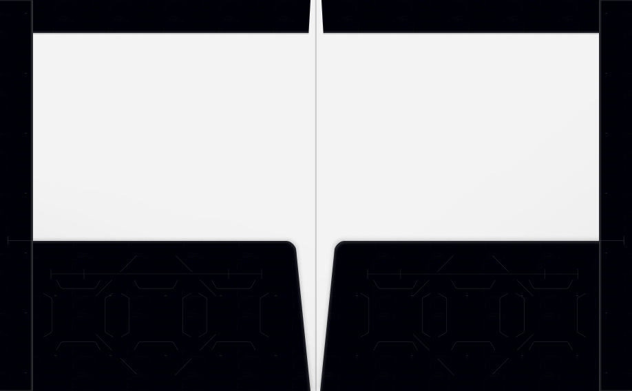 Black Semi-Gloss 14pt C1S 9 1/2 x 11 3/4 Two Pocket Folders with 4 1/2 Inch Pockets and 1 Inch Reinforced Top and Edges