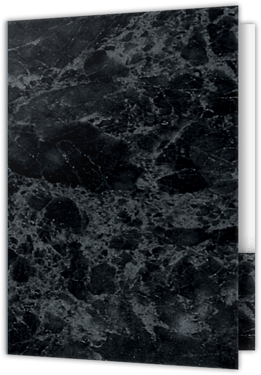 Black Marble Semi-Gloss 14pt C1S 9 1/2 x 14 1/2 Two Pocket Legal Folders with 4 1/2 Inch Pockets