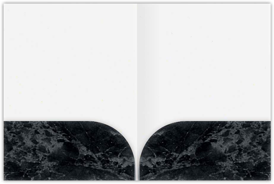 Black Marble Semi-Gloss 14pt C1S 9 x 12 Two Pocket Folders with 4 Inch Curved Pockets