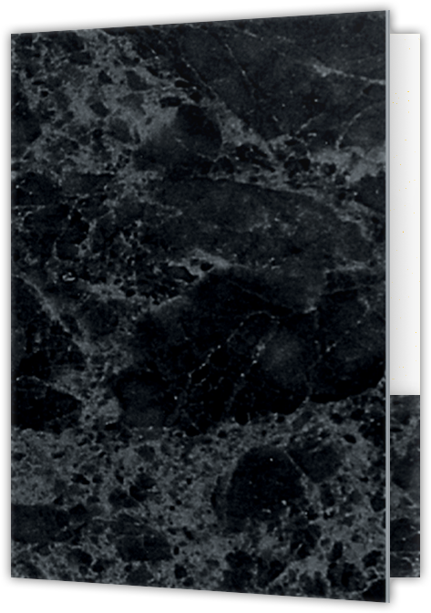 Black Marble Semi-Gloss 14pt C1S 9 x 12 Two Pocket Folders with 4 Inch Curved Pockets