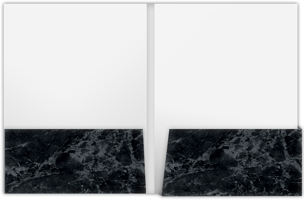 Black Marble Semi-Gloss 14pt C1S 9 x 12 Two Pocket Folders with 4 1/4 Inch Deep Box Pockets and 1/4 Inch Expansion with Double Score Spine