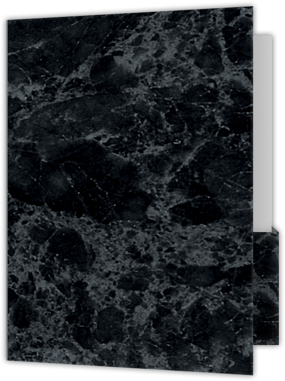 Black Marble Semi-Gloss 14pt C1S 9 x 12 Two Pocket Folders with 4 1/4 Inch Deep Box Pockets and 1/4 Inch Expansion with Double Score Spine
