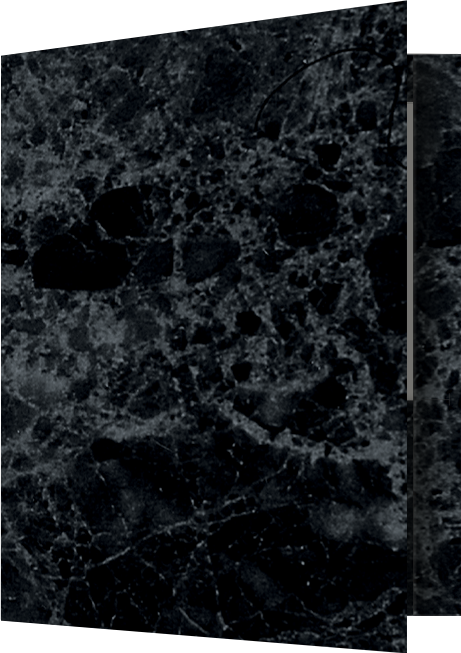 Black Semi-Gloss Marble 14pt C1S 9 1/2 x 11 3/4 Two Pocket Folders with 4 1/2 Inch Pockets and 1 Inch Reinforced Top and Edges