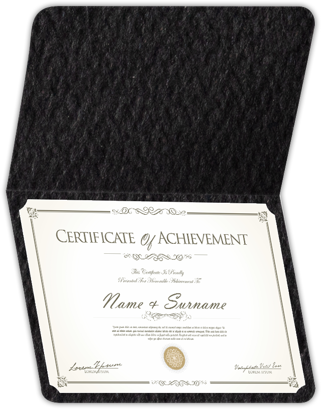 Black Felt 80lb 9 1/2 x 12 Landscape or Portrait Certificate Holders with Rounded Corner Slits