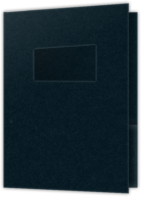 Black Licorice Vellum 100lb 9 x 12 Two Pocket Folders with 4 Inch Pockets and 2 x 4 Window