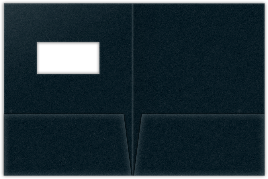 Black Licorice Vellum 100lb 9 x 12 Two Pocket Folders with 4 Inch Pockets and 2 x 4 Window