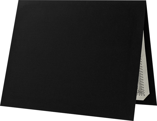 Deep Black Linen 100lb 9 1/2 x 12 Landscape or Portrait Certificate Holders with Square Corner Slits (Holds 8 1/2 x 11 Certificate)