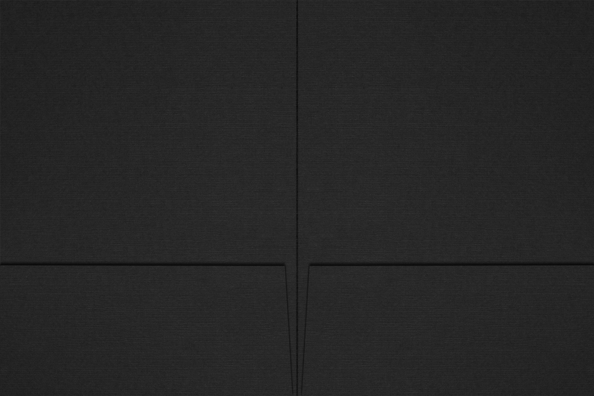 Deep Black Linen 100lb 6 x 9 Two Pocket Half Size Folders with 3 Inch Pockets