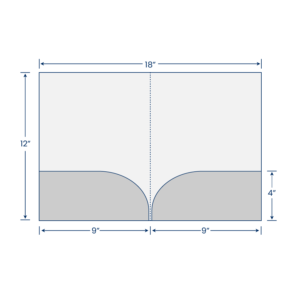 White Felt 80lb 9 x 12 Two Pocket Folders with 4 Inch Curved Pockets