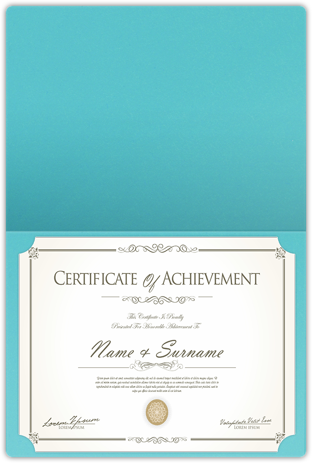 Blue Raspberry Vellum 100lb 9 1/2 x 12 Landscape or Portrait Certificate Holders with Rounded Corner Slits