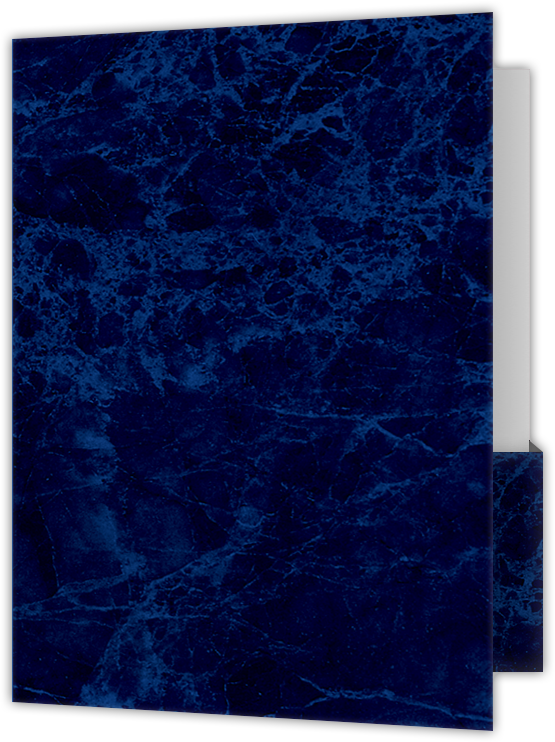 Blue Semi-Gloss 14pt C1S 9 x 12 Two Pocket Folders with 4 1/4 Inch Deep Box Pockets and 1/4 Inch Expansion with Double Score Spine