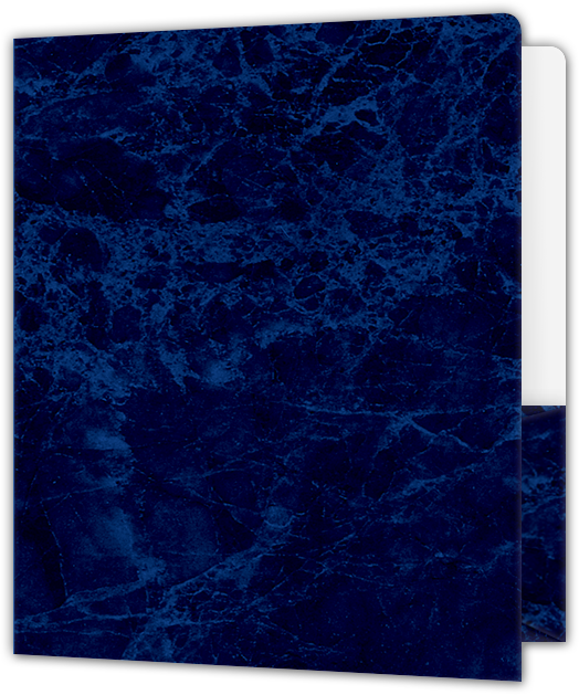 Blue Semi-Gloss 14pt C1S 9 x 12 Two Pocket Round Corner Folders with 4 1/4 Inch Pocket