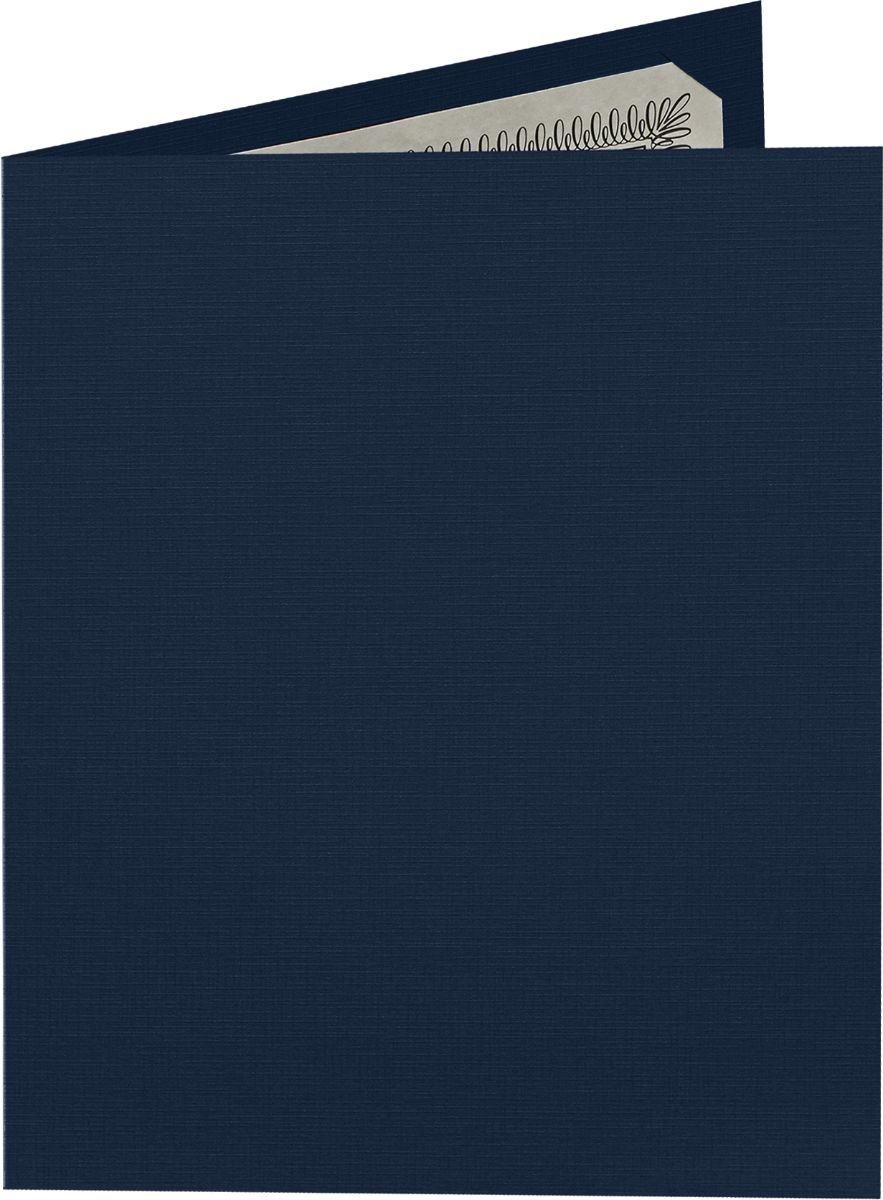 Dark Blue Linen 100lb 9 1/2 x 12 Landscape or Portrait Certificate Holders with Square Corner Slits (Holds 8 1/2 x 11 Certificate)