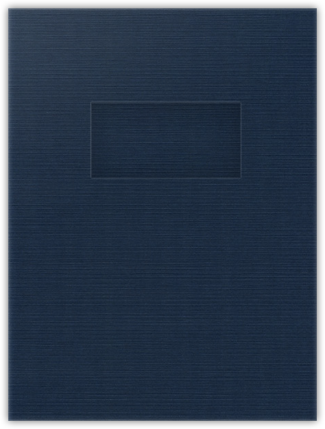 Dark Blue Linen 100lb 9 x 12 Two Pocket Folders with 4 Inch Pockets and 2 x 4 Window