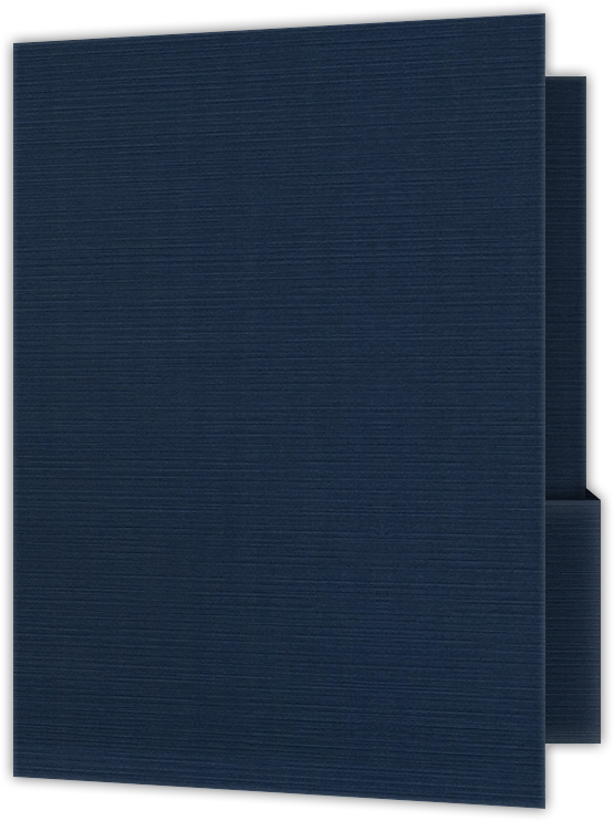 Dark Blue Linen 100lb 9 x 12 Two Pocket Folders with 4 1/4 Inch Deep Box Pockets and 1/4 Inch Expansion with Double Score Spine