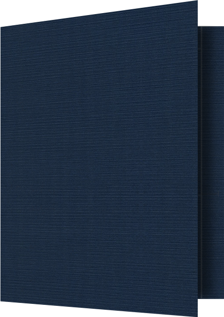 Dark Blue Linen 100lb 9 1/2 x 11 3/4 Two Pocket Folders with 4 1/2 Inch Pockets and 1 Inch Reinforced Top and Edges