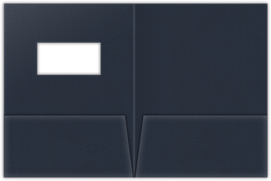 Deep Blue Cordwain 90lb 9 x 12 Two Pocket Folders with 4 Inch Pockets and 2 x 4 Window
