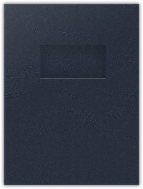 Deep Blue Cordwain 90lb 9 x 12 Two Pocket Folders with 4 Inch Pockets and 2 x 4 Window