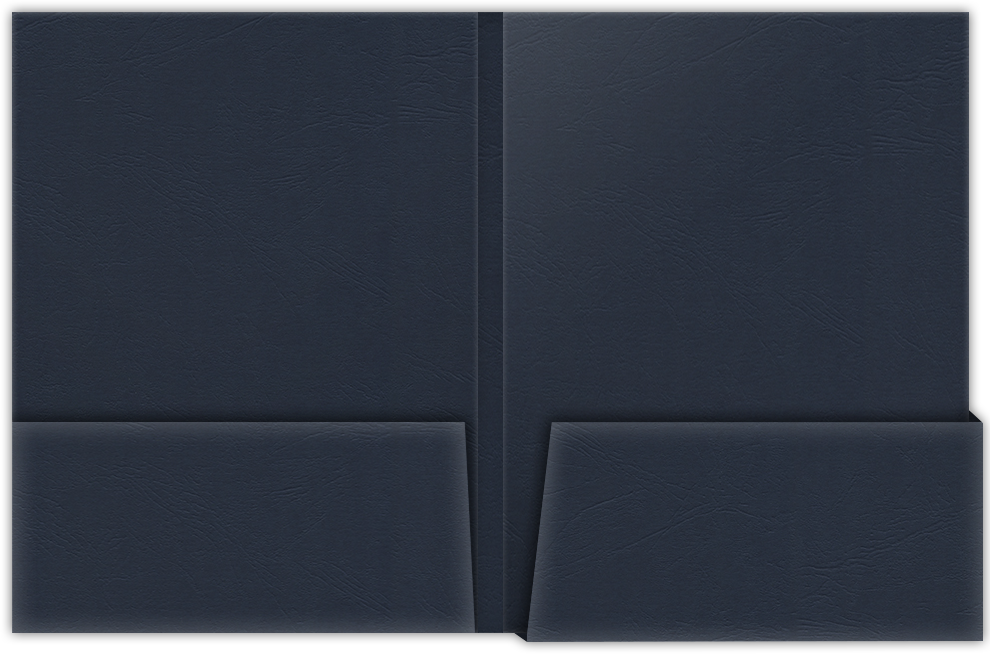 Deep Blue Cordwain 90lb 9 x 12 Two Pocket Folders with 4 1/4 Inch Deep Box Pockets and 1/4 Inch Expansion with Double Score Spine