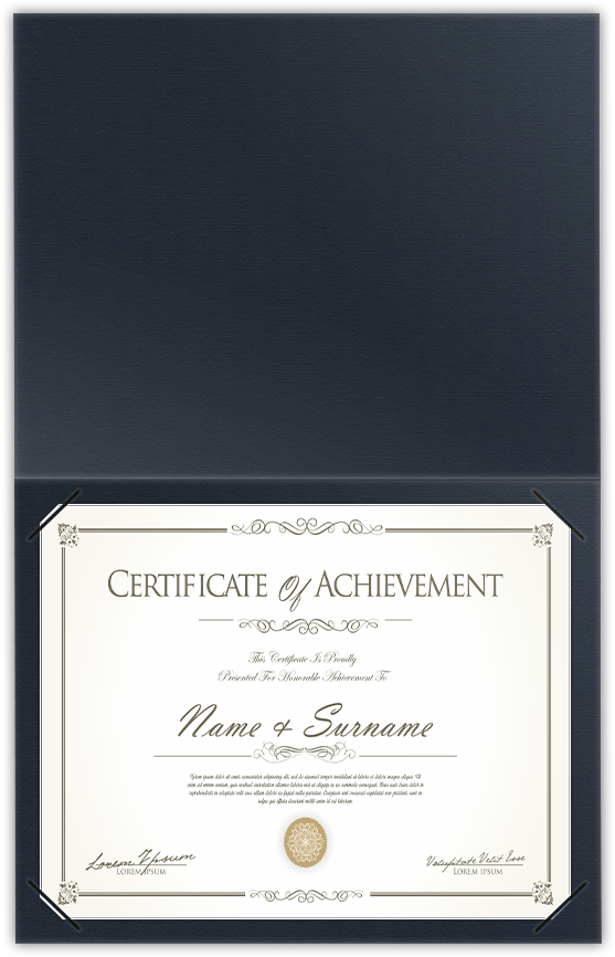 Deep Blue Hopsack 90lb 9 1/2 x 12 Landscape or Portrait Certificate Holders with Square Corner Slits (Holds 8 1/2 x 11 Certificate)