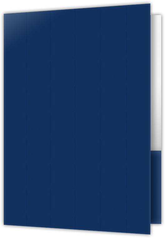 Navy Semi-Gloss 14pt C1S 6 x 9 Two Pocket Half Size Folders with 3 Inch Pockets