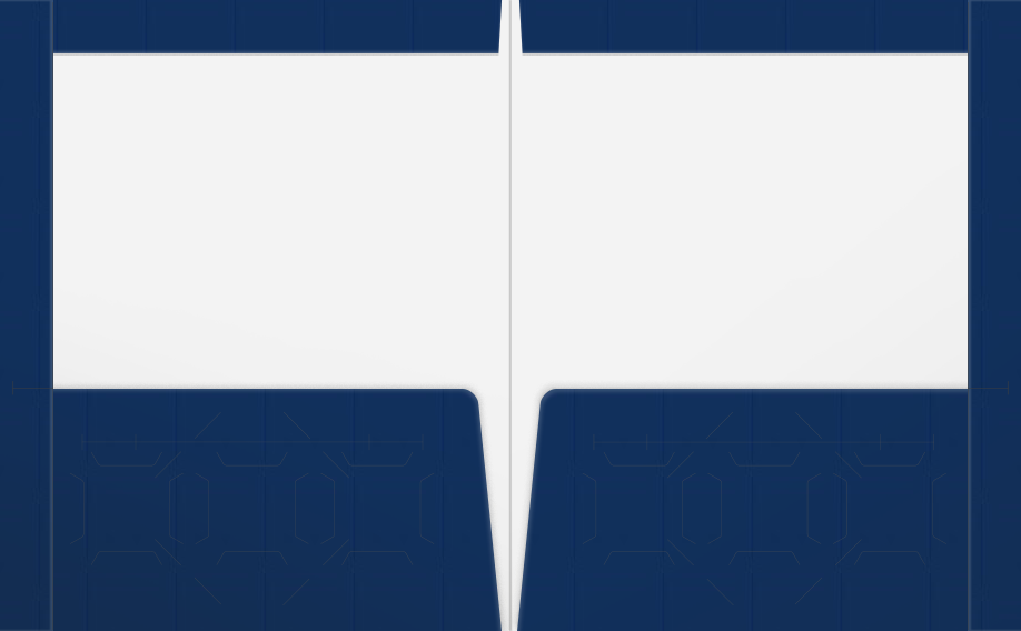 Navy Semi-Gloss 14pt C1S 9 1/2 x 11 3/4 Two Pocket Folders with 4 1/2 Inch Pockets and 1 Inch Reinforced Top and Edges