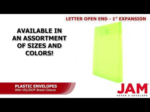 Lime Green Letter Open End with 1" Expansion Plastic Envelopes (9 3/4 x 11 3/4) with Hook and Loop Closure