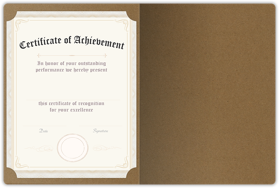 Brown Paper Bag Smooth 90lb 9 1/2 x 12 Landscape or Portrait Certificate Holders with Rounded Corner Slits