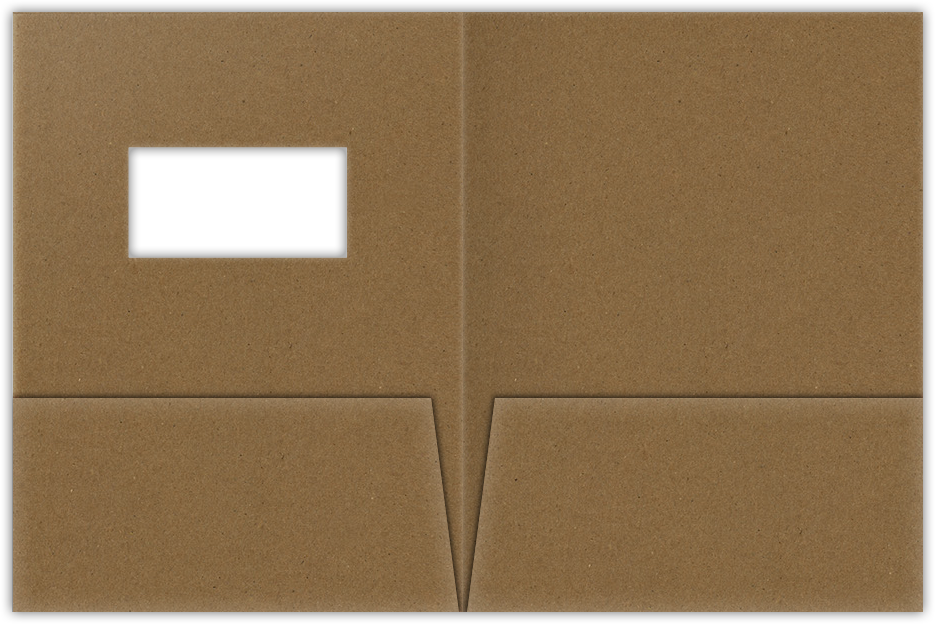 Brown Paper Bag Smooth 90lb 9 x 12 Two Pocket Folders with 4 Inch Pockets and 2 x 4 Window