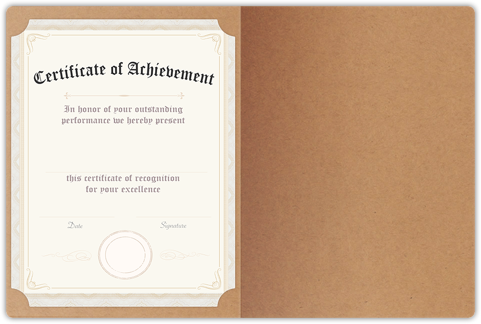 Jute Vellum 80lb 9 1/2 x 12 Landscape or Portrait Certificate Holders with Rounded Corner Slits