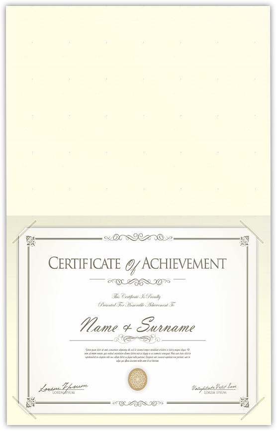 Vanilla Vellum 80lb 9 1/2 x 12 Landscape or Portrait Certificate Holders with Square Corner Slits (Holds 8 1/2 x 11 Certificate)