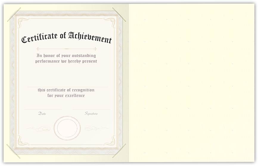 Vanilla Vellum 80lb 9 1/2 x 12 Landscape or Portrait Certificate Holders with Square Corner Slits (Holds 8 1/2 x 11 Certificate)