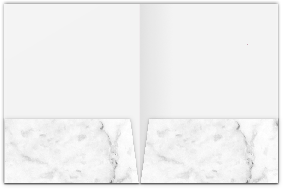 White with Ash Gray Marble Semi-Gloss 14pt C1S 9 x 12 Two Pocket Folders with 4 Inch Pockets