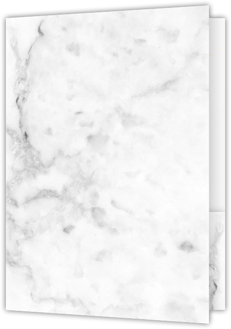 White with Ash Gray Marble Semi-Gloss 14pt C1S 9 x 12 Two Pocket Folders with 4 Inch Curved Pockets