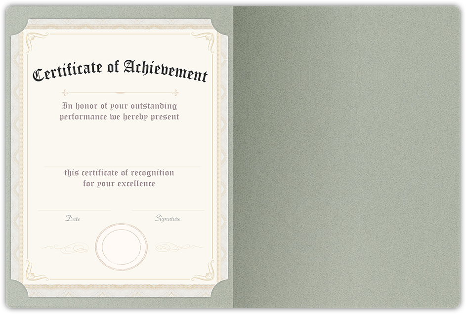 Granite Felt 80lb 9 1/2 x 12 Landscape or Portrait Certificate Holders with Rounded Corner Slits
