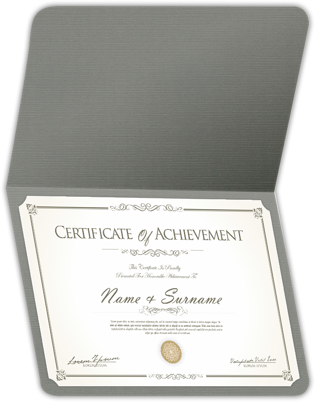 Sterling Gray Linen 100lb 9 1/2 x 12 Landscape or Portrait Certificate Holders with Rounded Corner Slits