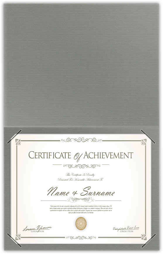 Sterling Gray Linen 100lb 9 1/2 x 12 Landscape or Portrait Certificate Holders with Square Corner Slits (Holds 8 1/2 x 11 Certificate)