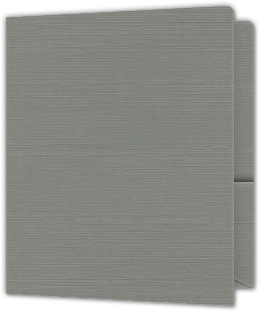 Sterling Gray Linen 100lb 9 x 12 Two Pocket Round Corner Folders with 4 1/4 Inch Pocket