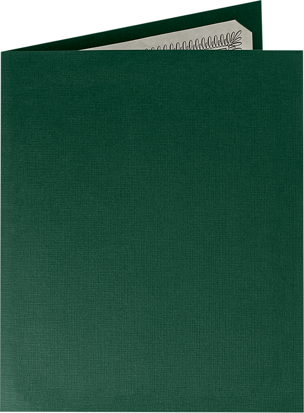 Deep Pine Linen 100lb 9 1/2 x 12 Landscape or Portrait Certificate Holders with Square Corner Slits (Holds 8 1/2 x 11 Certificate)