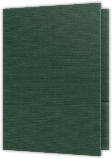 Deep Pine Linen 100lb 9 x 12 Two Pocket Folders with 4 Inch Curved Pockets