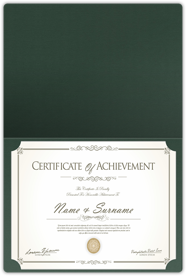 Forest Green Hopsack 90lb 9 1/2 x 12 Landscape or Portrait Certificate Holders with Rounded Corner Slits