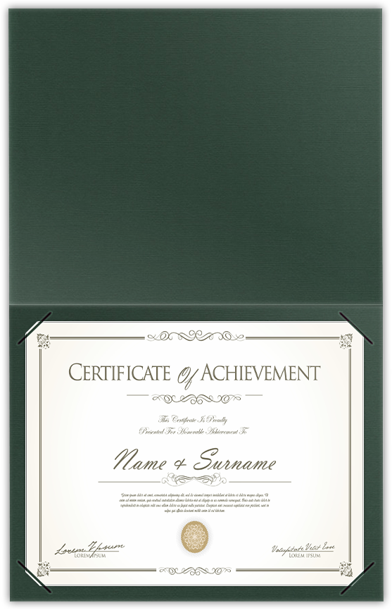 Forest Green Hopsack 90lb 9 1/2 x 12 Landscape or Portrait Certificate Holders with Square Corner Slits (Holds 8 1/2 x 11 Certificate)