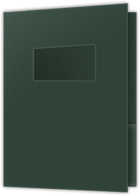 Forest Green Hopsack 90lb 9 x 12 Two Pocket Folders with 4 Inch Pockets and 2 x 4 Window