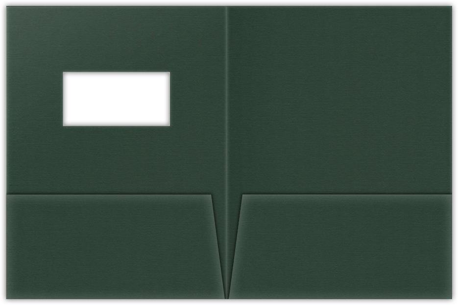 Forest Green Hopsack 90lb 9 x 12 Two Pocket Folders with 4 Inch Pockets and 2 x 4 Window