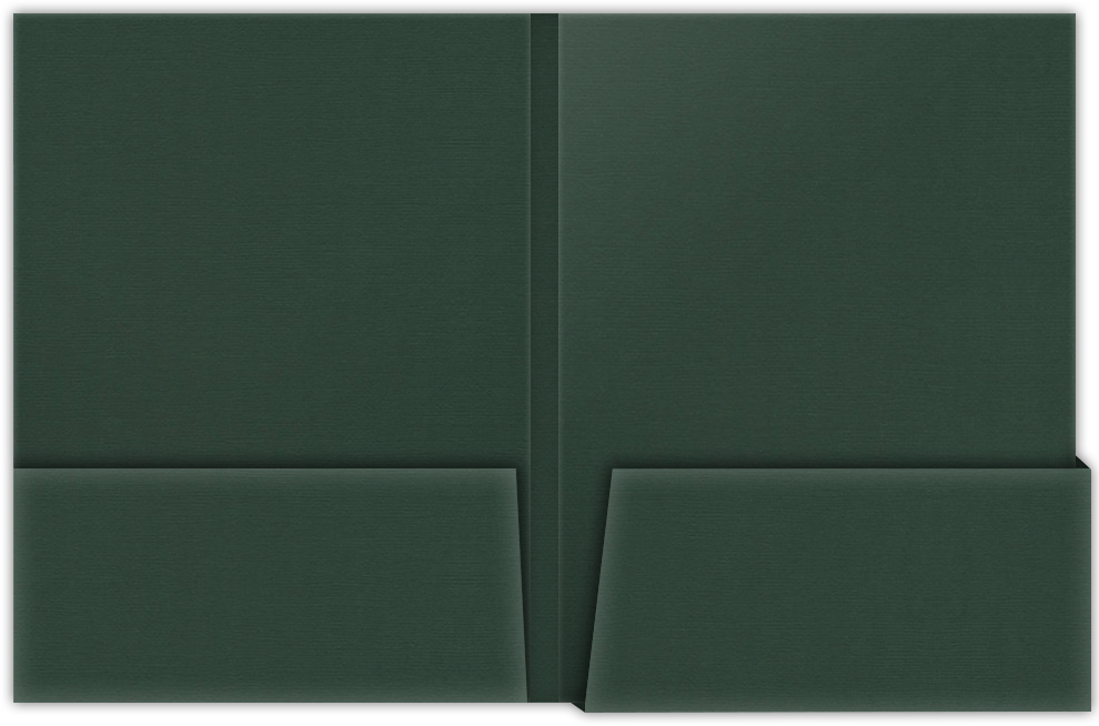 Forest Green Hopsack 90lb 9 x 12 Two Pocket Folders with 4 1/4 Inch Deep Box Pockets and 1/4 Inch Expansion with Double Score Spine